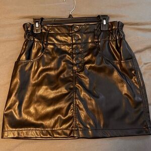 Black faux leather skirt